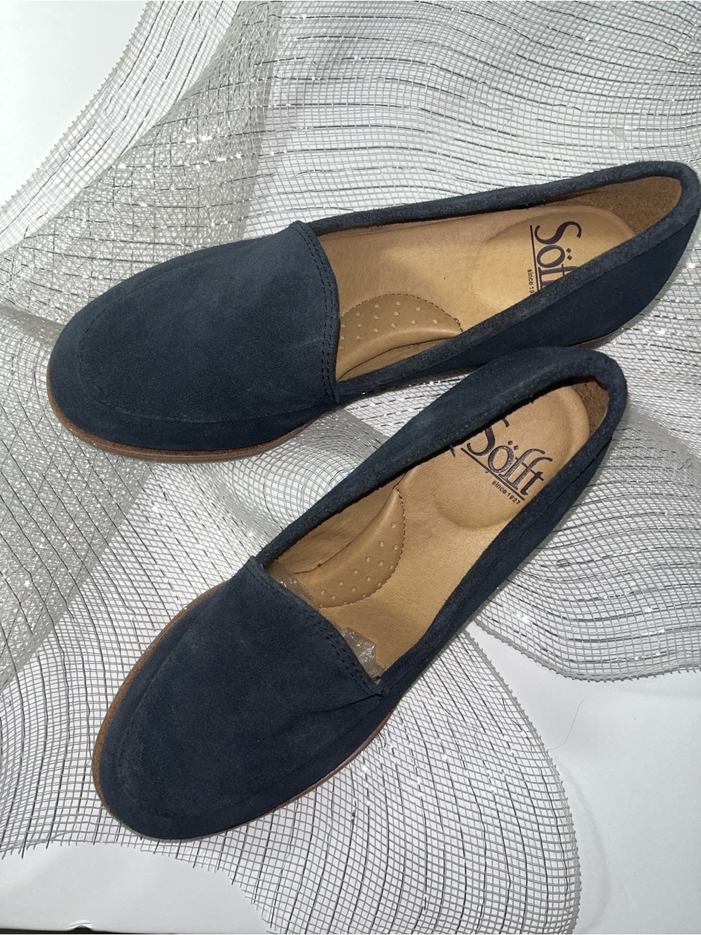Söfft Navy Suede Slip-On Loafers for Women